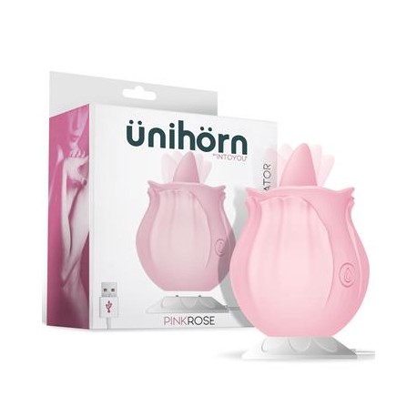 VIBRADOR ÜNIHÖRN COM BASE MAGNÉTICA USB DE SILICONE PINKROSE TONGUE