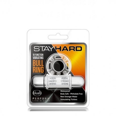 ANEL VIBRATÓRIO PARA PÉNIS STAY HARD MEGA BULL TRANSPARENTE